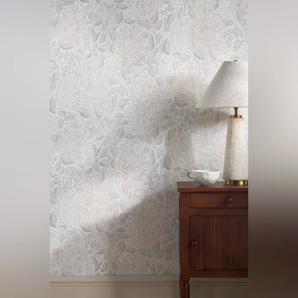 New Anthropologie Turi Twining Vines Floral Beige Khaki Wallpaper Wall Mural Art